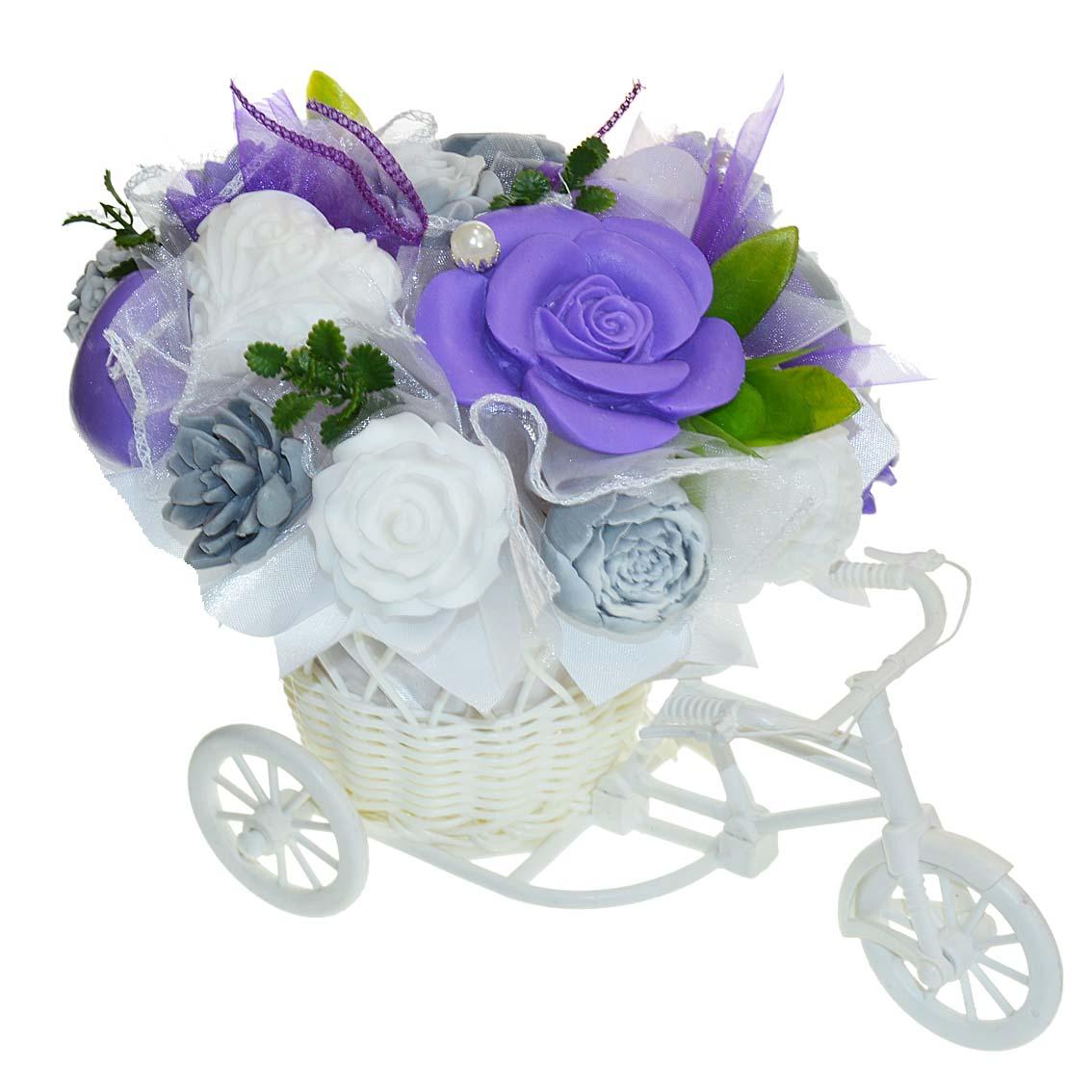 Mydlová Kytica bicykel - fialovo, sivo, biela